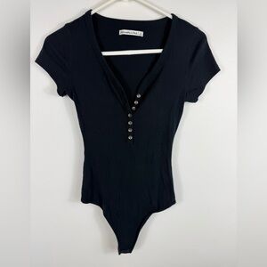 Abercrombie & Fitch Black Button-Down Bodysuit